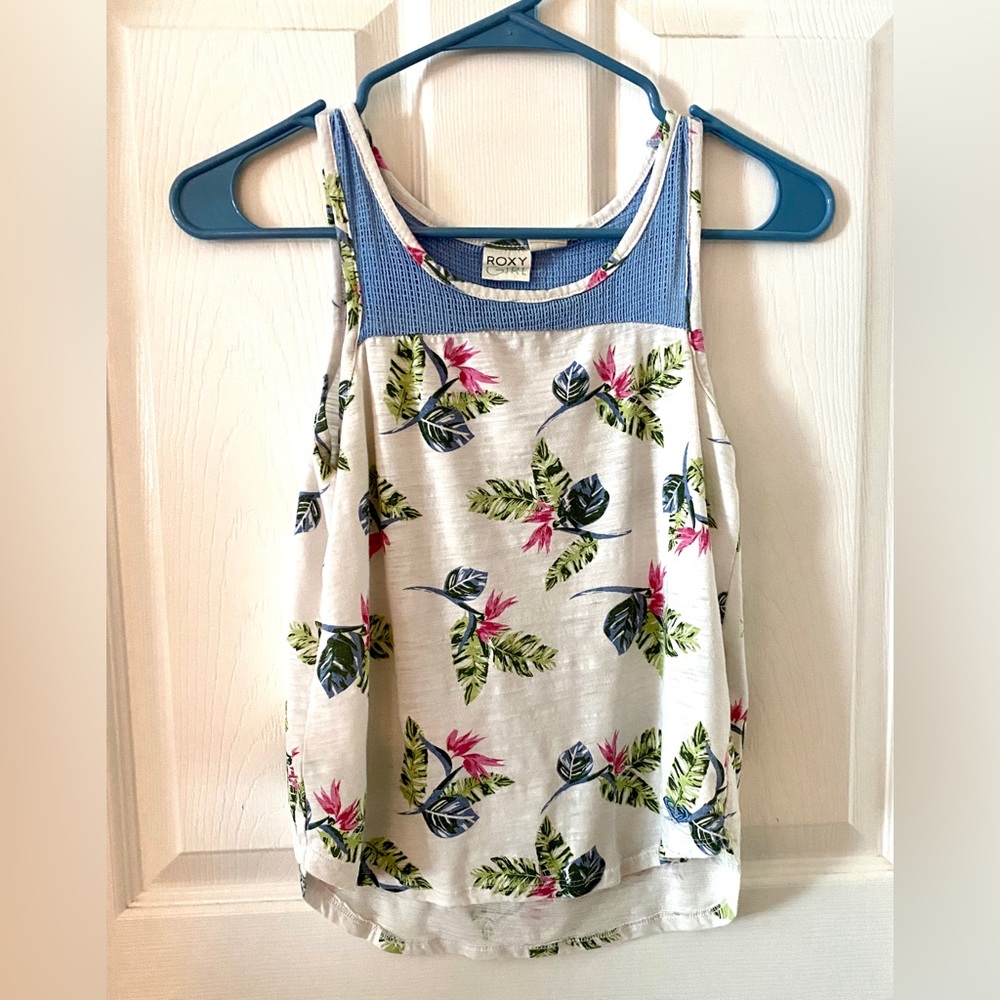 Roxy floral flowy tank top girls 12/14 M